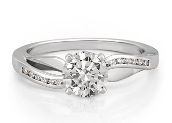 ODM OEM Jewellery Diamond Ring , 14k White Gold Wedding Ring Round Cut