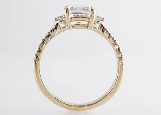 14K Rose Gold Asscher Cut Diamond Engagement Ring 1.29ct Classic Style