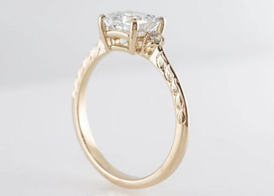 14K Rose Gold Asscher Cut Diamond Engagement Ring 1.29ct Classic Style