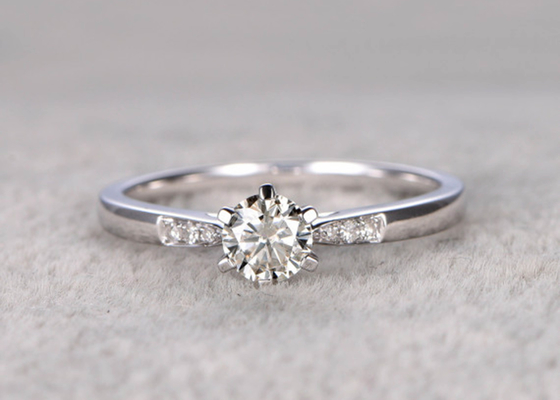 5mm Moissanite Real Diamond Jewellery ring White Gold Material ODM for Daily Wear