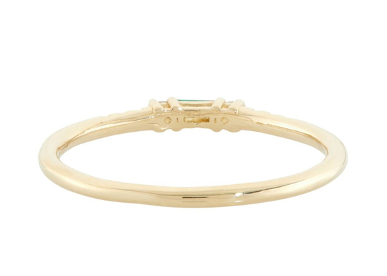 4×6mm Baguette Cut Emerald Ring , 14k Yellow Gold Emerald Ring Fashion Style