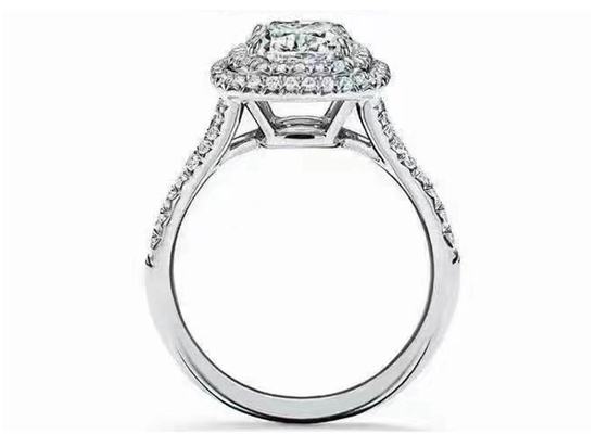 OEM Cushion Cut Halo Wedding Ring Set with 66pcs 1.2ct Diamond