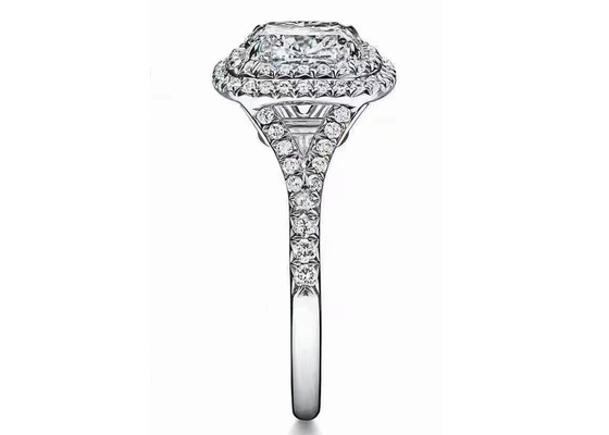 OEM Cushion Cut Halo Wedding Ring Set with 66pcs 1.2ct Diamond