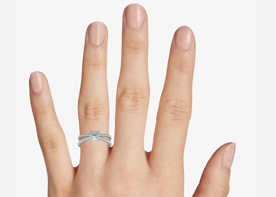 0.1ct RD3.0MM Promise Engagement And Wedding Ring Set 3.21g Weight