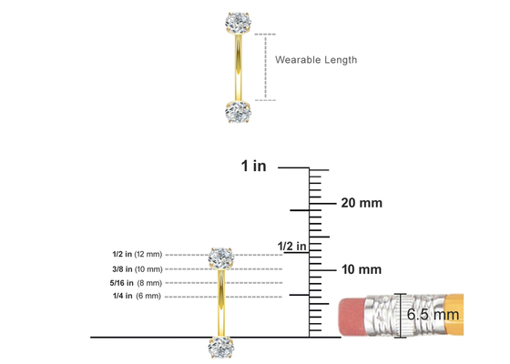 16g Diamond Gold Body Piercing Jewelry Ring 10mm 8mm Dimension For Belly Button