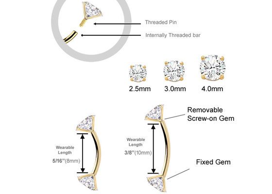 16g Diamond Gold Body Piercing Jewelry Ring 10mm 8mm Dimension For Belly Button