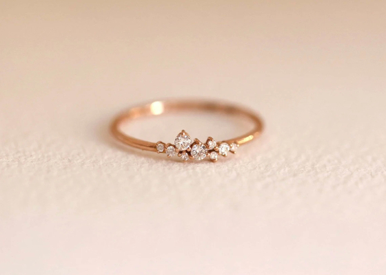 Solid 14K Real Diamond Jewellery Ring Brilliant Cut ODM For Anniversary