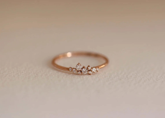 Solid 14K Real Diamond Jewellery Ring Brilliant Cut ODM For Anniversary
