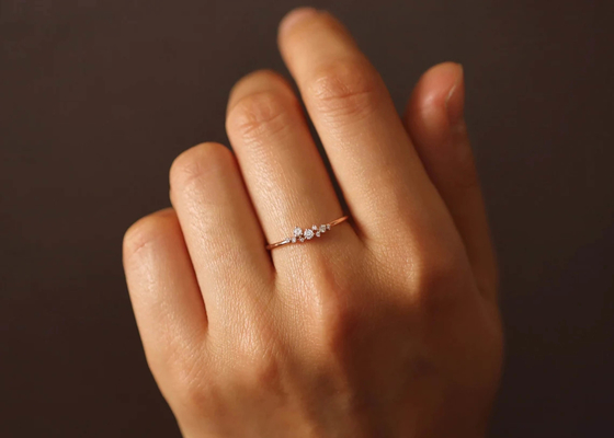 Solid 14K Real Diamond Jewellery Ring Brilliant Cut ODM For Anniversary