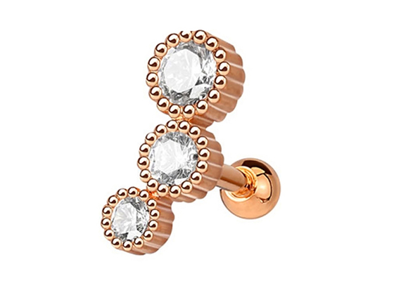 Sterile Gold Body Piercing Jewelry Earrings For Cartilage Tragus Dia 3×3mm ODM