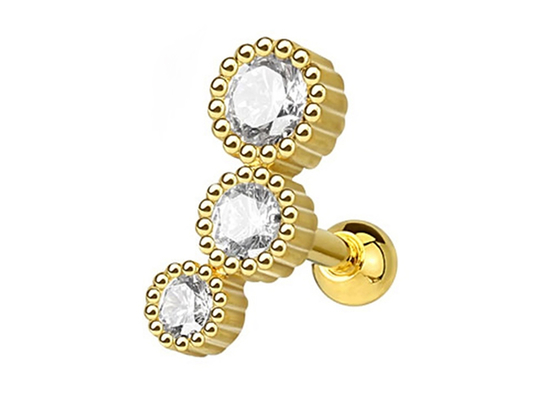 Sterile Gold Body Piercing Jewelry Earrings For Cartilage Tragus Dia 3×3mm ODM