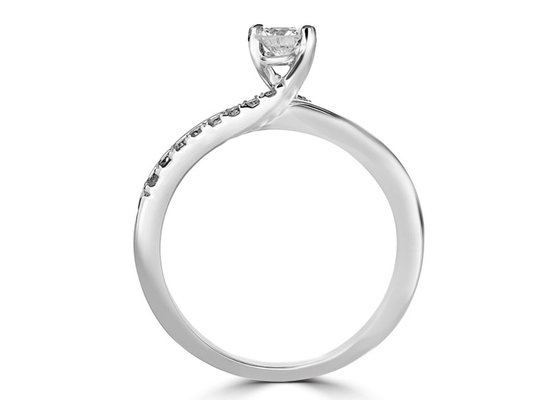 Prong Setting Round Cut Diamond Ring , 0.46ct 5mm Diamond Solid Gold Ring