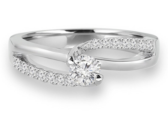 Prong Setting Round Cut Diamond Ring , 0.46ct 5mm Diamond Solid Gold Ring