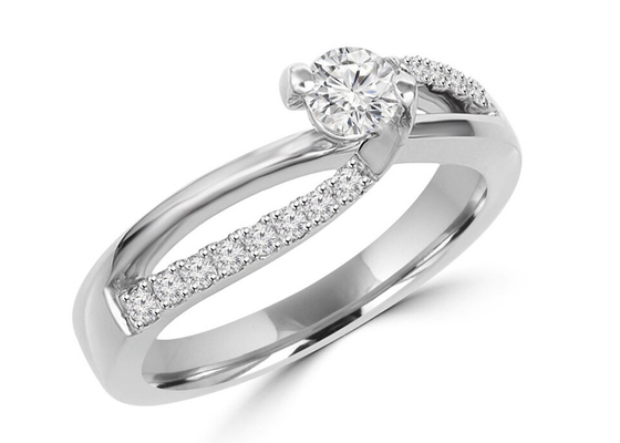 Prong Setting Round Cut Diamond Ring , 0.46ct 5mm Diamond Solid Gold Ring