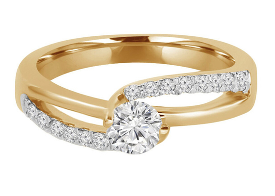 Prong Setting Round Cut Diamond Ring , 0.46ct 5mm Diamond Solid Gold Ring
