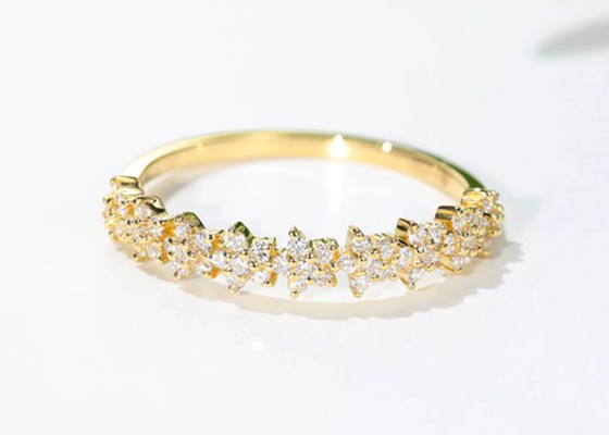 0.54ct Gold Star Diamond Ring , 1.3mm 18k Gold Engagement Ring For Women Girl