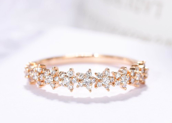 0.54ct Gold Star Diamond Ring , 1.3mm 18k Gold Engagement Ring For Women Girl