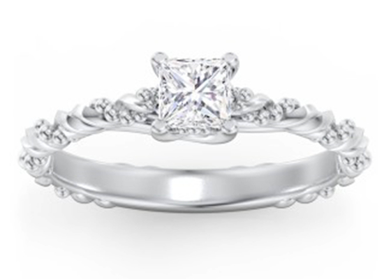 Princess Cut Real Diamond Jewellery Ring Twisted Rope Style 6×6mm Size OEM