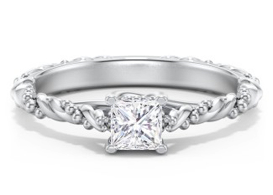 Princess Cut Real Diamond Jewellery Ring Twisted Rope Style 6×6mm Size OEM
