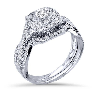 43PCS 0.43ct Diamond Engagement Wedding Rings 18K White Gold Color ODM