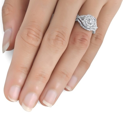 43PCS 0.43ct Diamond Engagement Wedding Rings 18K White Gold Color ODM