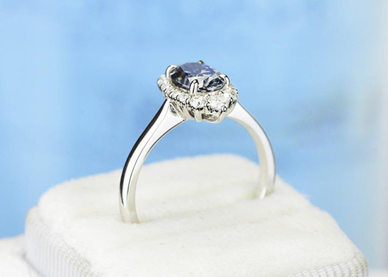 3 Carat Oval Lab Grown Moissanite Ring Dark Grey color 8×10MM size