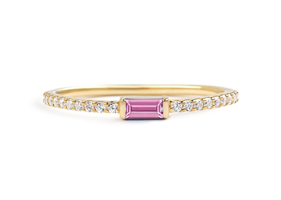 Thin Diamond 9K Gold Ring 0.20ct 2.5MM Width for Engagement Prong Setting Type