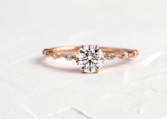 1.0ct Moissanite Diamond Rings , Round Cut Engagement Rings 6.5MM ODM