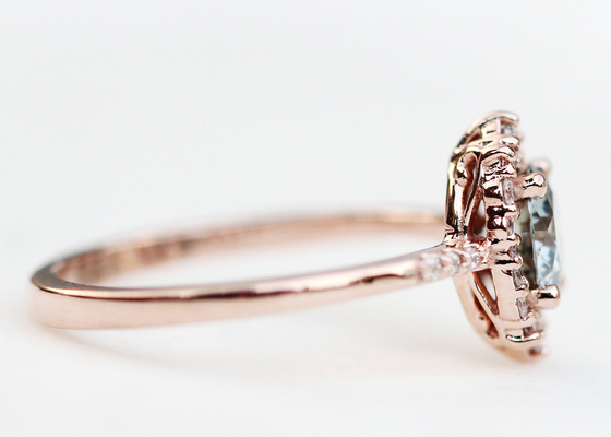 1.2ct 1pcs Moissanite Engagement Rings For Women 14K Rose Gold Material