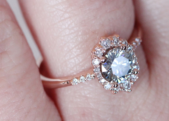 1.2ct 1pcs Moissanite Engagement Rings For Women 14K Rose Gold Material