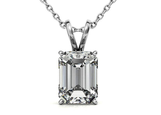 1.05ct Emerald Cut 14k Gold Necklaces Dia 7×5mm Bezel setting Type