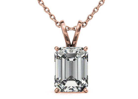 1.05ct Emerald Cut 14k Gold Necklaces Dia 7×5mm Bezel setting Type