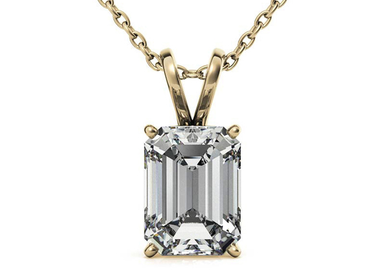 1.05ct Emerald Cut 14k Gold Necklaces Dia 7×5mm Bezel setting Type