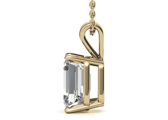 1.05ct Emerald Cut 14k Gold Necklaces Dia 7×5mm Bezel setting Type