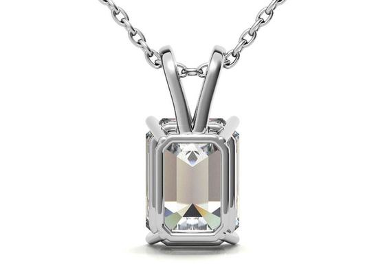 1.05ct Emerald Cut 14k Gold Necklaces Dia 7×5mm Bezel setting Type