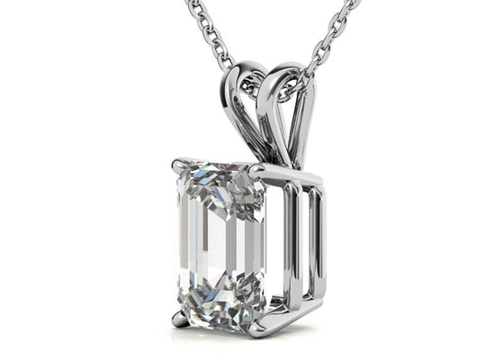 1.05ct Emerald Cut 14k Gold Necklaces Dia 7×5mm Bezel setting Type