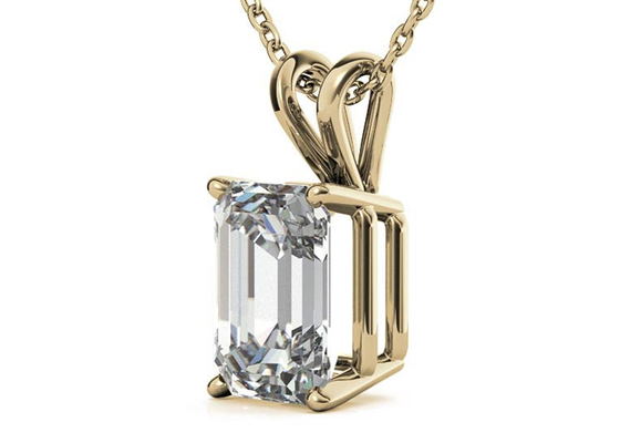 1.05ct Emerald Cut 14k Gold Necklaces Dia 7×5mm Bezel setting Type