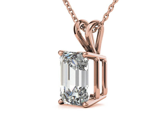 1.05ct Emerald Cut 14k Gold Necklaces Dia 7×5mm Bezel setting Type
