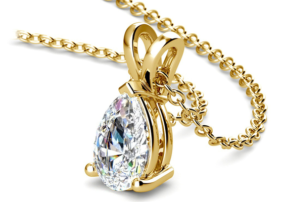 Pear Cut 0.84ct 14k Gold Necklaces With 8×5mm Vintage Pendant