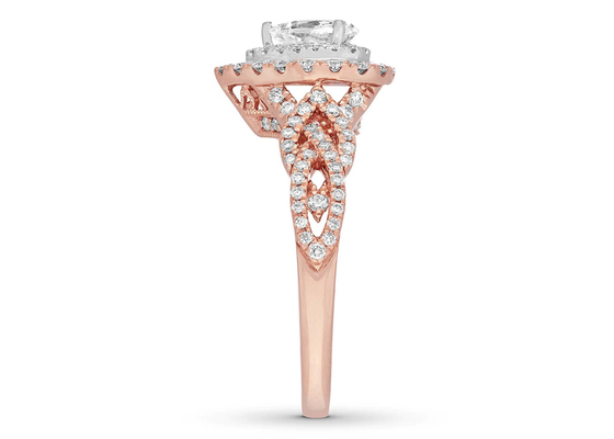 7ct 8ct 18K Rose Gold Ring , Engagement And Wedding Ring Set 7.0mm Pear Cut