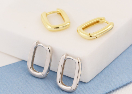 Oval Hoop 9K Gold Earrings 2mm Thickness With 6x10mm Inner Diameter