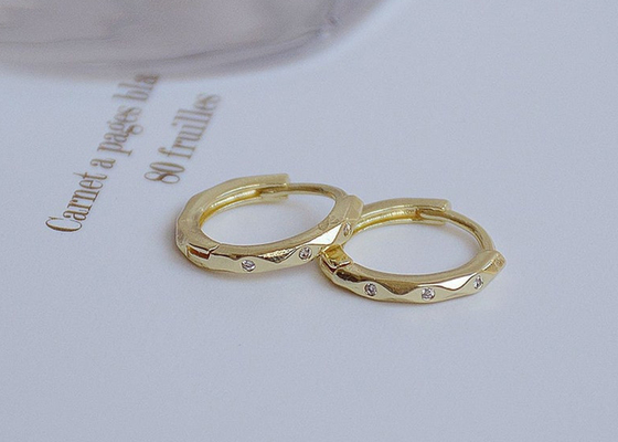 OEM small gold hoop earrings , Geometric Huggie Earrings 10mm Diameter