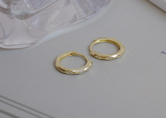 OEM small gold hoop earrings , Geometric Huggie Earrings 10mm Diameter