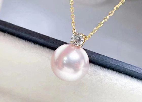 2ct Single Freshwater Pearl Necklace , 0.03ct Diamond Accent Necklace