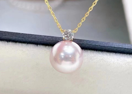 2ct Single Freshwater Pearl Necklace , 0.03ct Diamond Accent Necklace