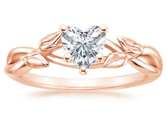OEM Heart Shape Moissanite Ring , 5.5mm 9k Rose Gold Ring 0.6 Carat