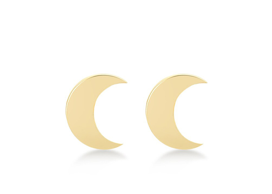Crescent Shape 9K Gold Earrings 6MM Dimension ODM For Party Gift