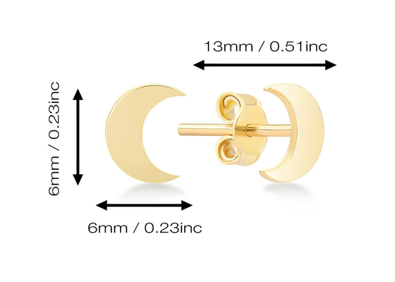 Crescent Shape 9K Gold Earrings 6MM Dimension ODM For Party Gift