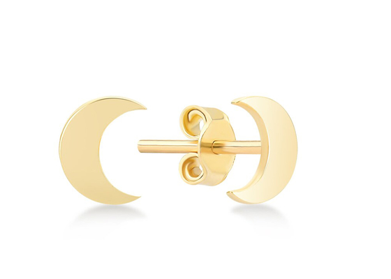 Crescent Shape 9K Gold Earrings 6MM Dimension ODM For Party Gift