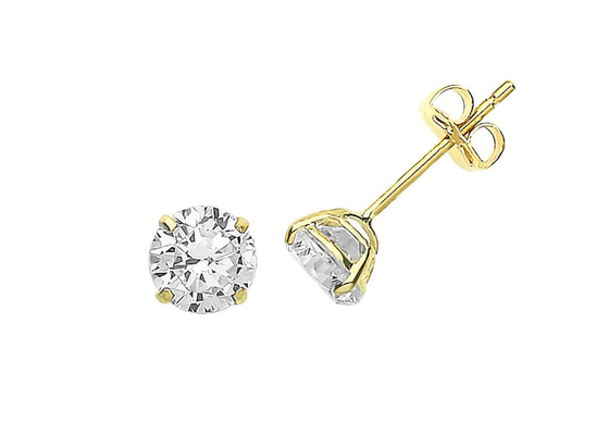 9ct 9K Gold Solitaire Earrings , Solitaire Diamond Stud 3mm 4mm 5mm